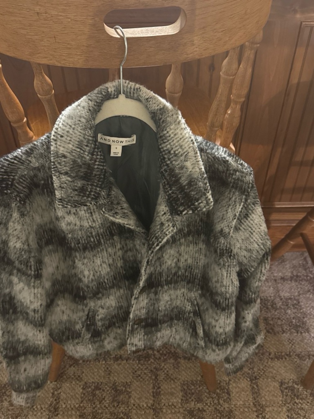 Women's Gray Plush Teddy Jacket - Soft Cropped Coat